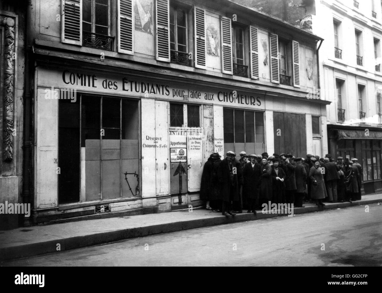 Comité des étudiants pour aider les chômeurs à Paris en 1936 (Comité des étudiants pour l'aide aux chômeurs à Paris.) Banque D'Images