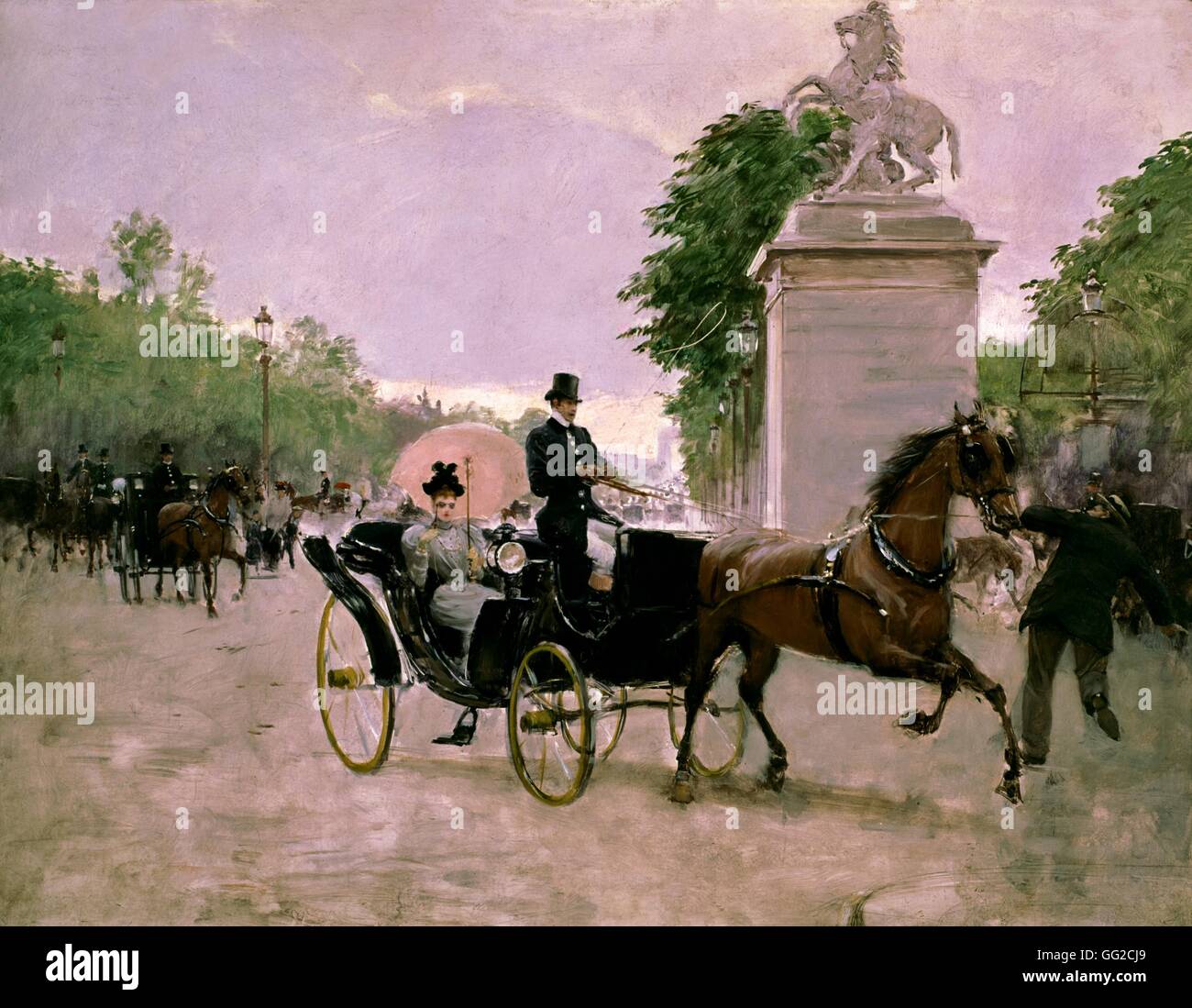 Jean Beraud (1849-1935) École Française, Paris, l'Avenue des Champs-Élysées c.1910 Paris, musée des Arts Décoratifs Banque D'Images