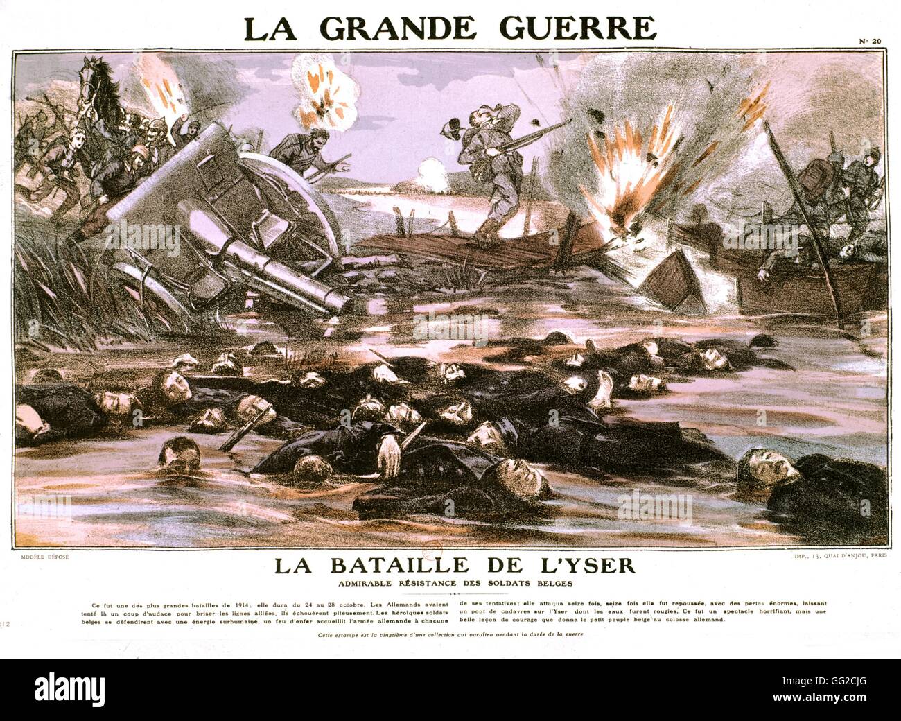 Impression populaire : la bataille de l'Yser (Flandres), en France, la Première Guerre mondiale Banque D'Images
