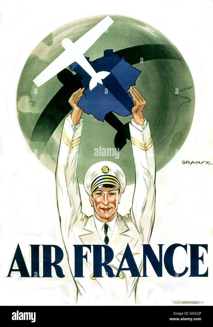 Dranzy. Affiche publicitaire pour les 'Air France' 1933 France Paris, Musée de l'air Banque D'Images