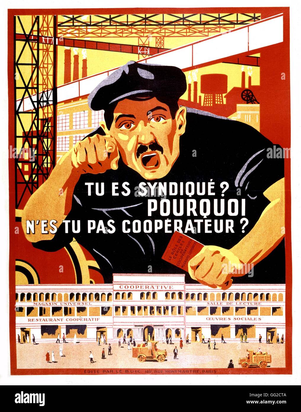 La C.G.T. de l'affiche politique (Français Confédération générale du travail), pour le syndicalisme. 1936 Banque D'Images