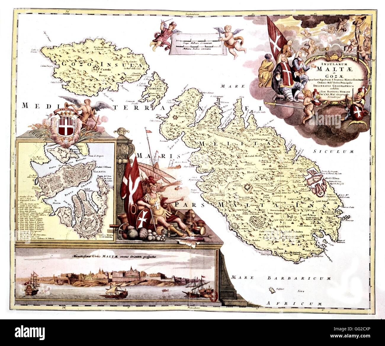 Carte de l'île de Malte Malte 17e siècle Photo Stock - Alamy