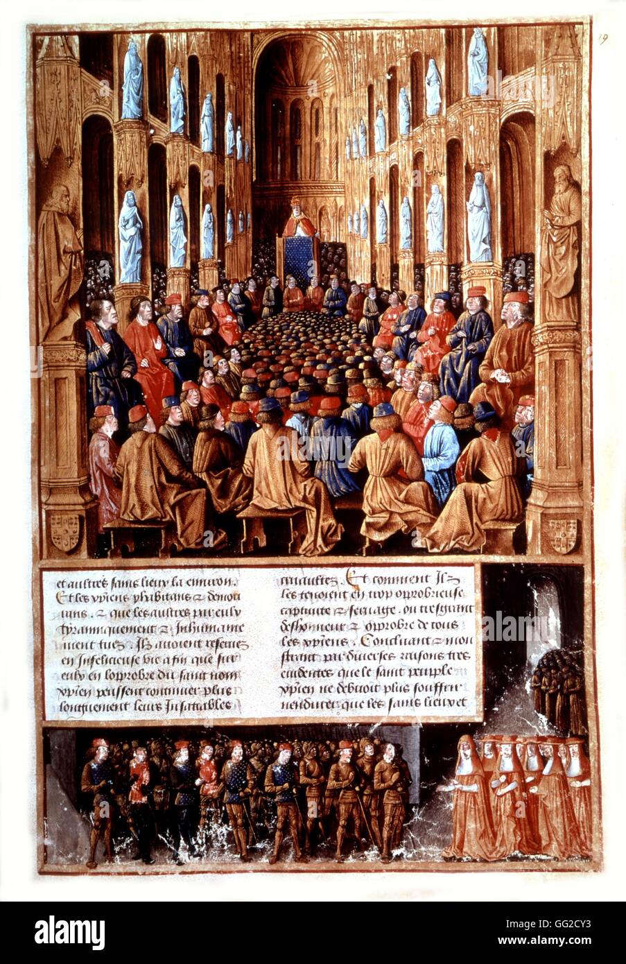 Le pape Urbain II Miniature la prédication de la première croisade au concile de Clermont, 1095 11e siècle France Banque D'Images