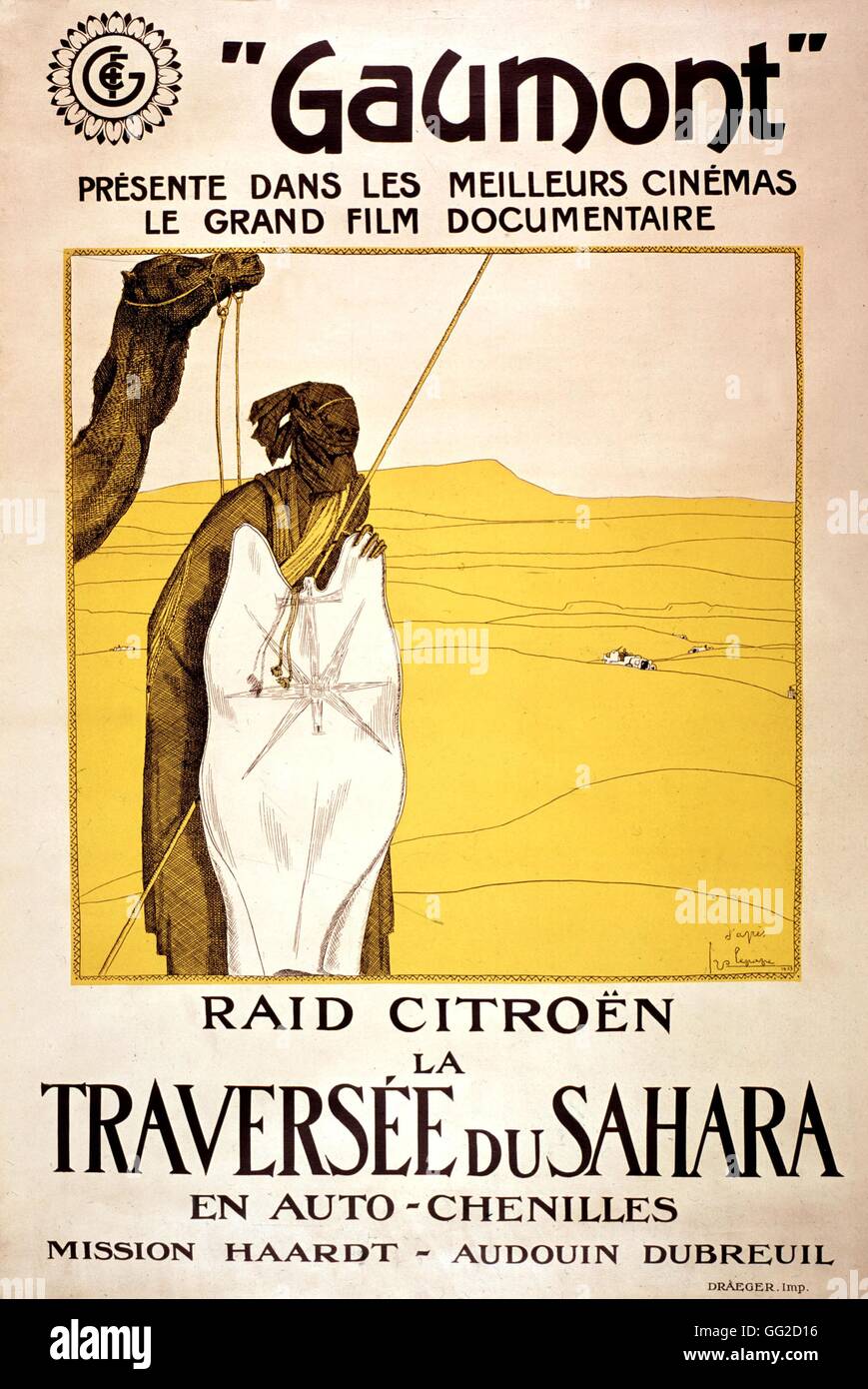 Poster par George Lepape (1887-1971) sur le Raid Citroën' et 'la traversée du Sahara 1923 France Banque D'Images