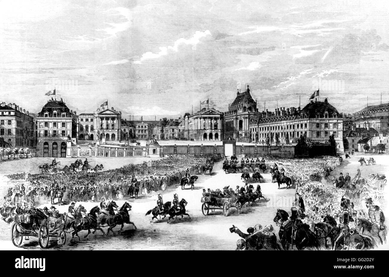 La Reine d'Angleterre en visite à Paris : son entrée à Versailles 1855 France Banque D'Images