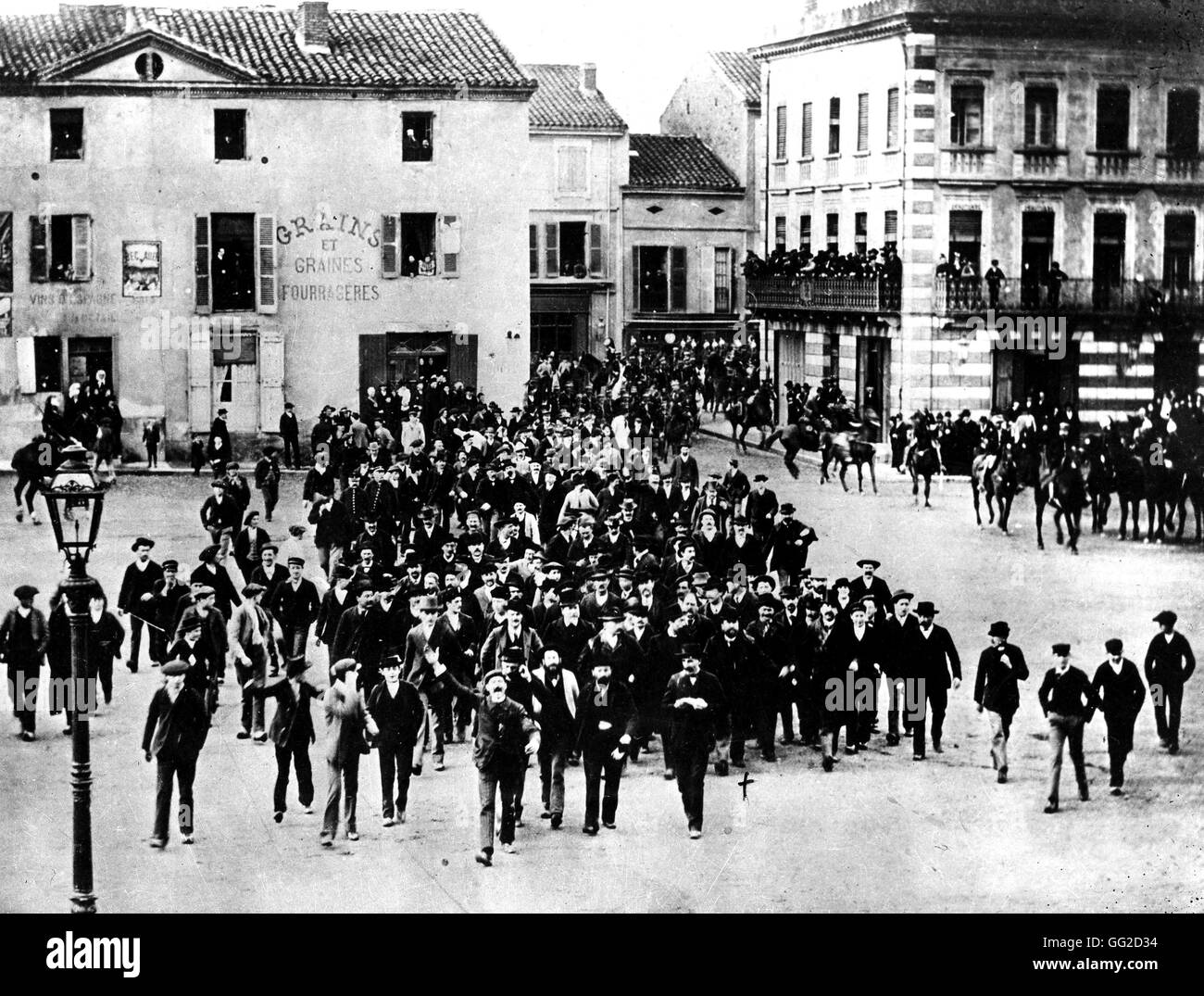Grève dans les verriers Carmaux. Jean Jaurès fait partie des manifestants. 1895 France Castres. Musée Jean Jaurès Banque D'Images