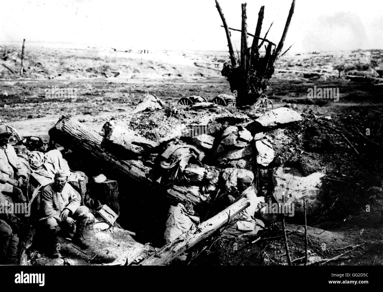 Emplacement d'une ancienne batterie allemande dans le bois de l'ourlet 18-9-1916 La Première Guerre mondiale - France Paris. Musée des deux guerres mondiales Banque D'Images