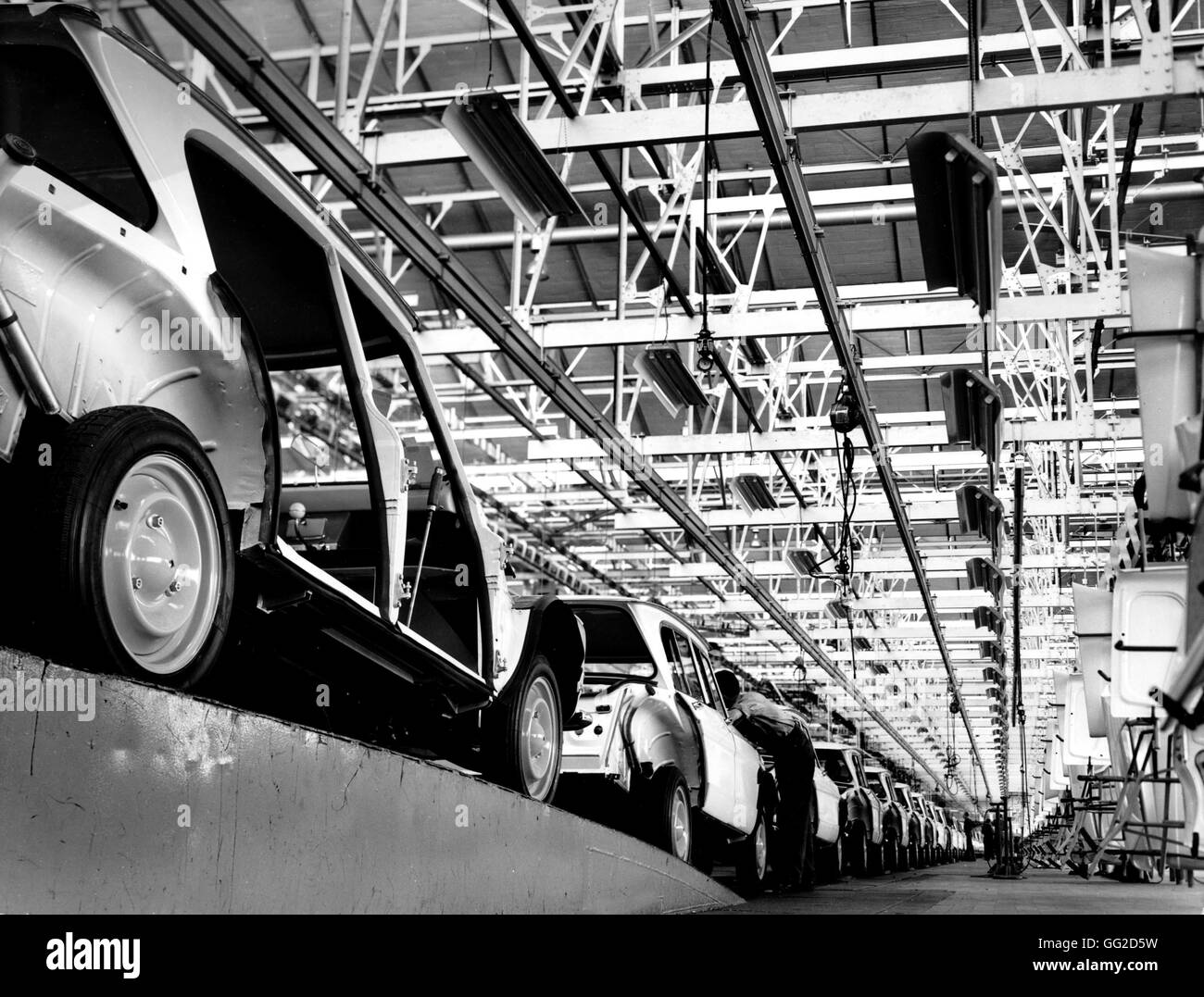 Assemblée générale de l'usine l'Ami 6 à l'usine Citroën de Rennes-la-Janais 20e siècle France Banque D'Images