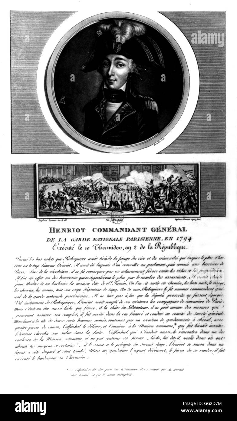 Henriot, général commandant de la Garde nationale parisienne en 1794. Thermidor exécuté 10e 18e France - Révolution française de 1789 Paris, Bibliothèque Nationale de France Banque D'Images