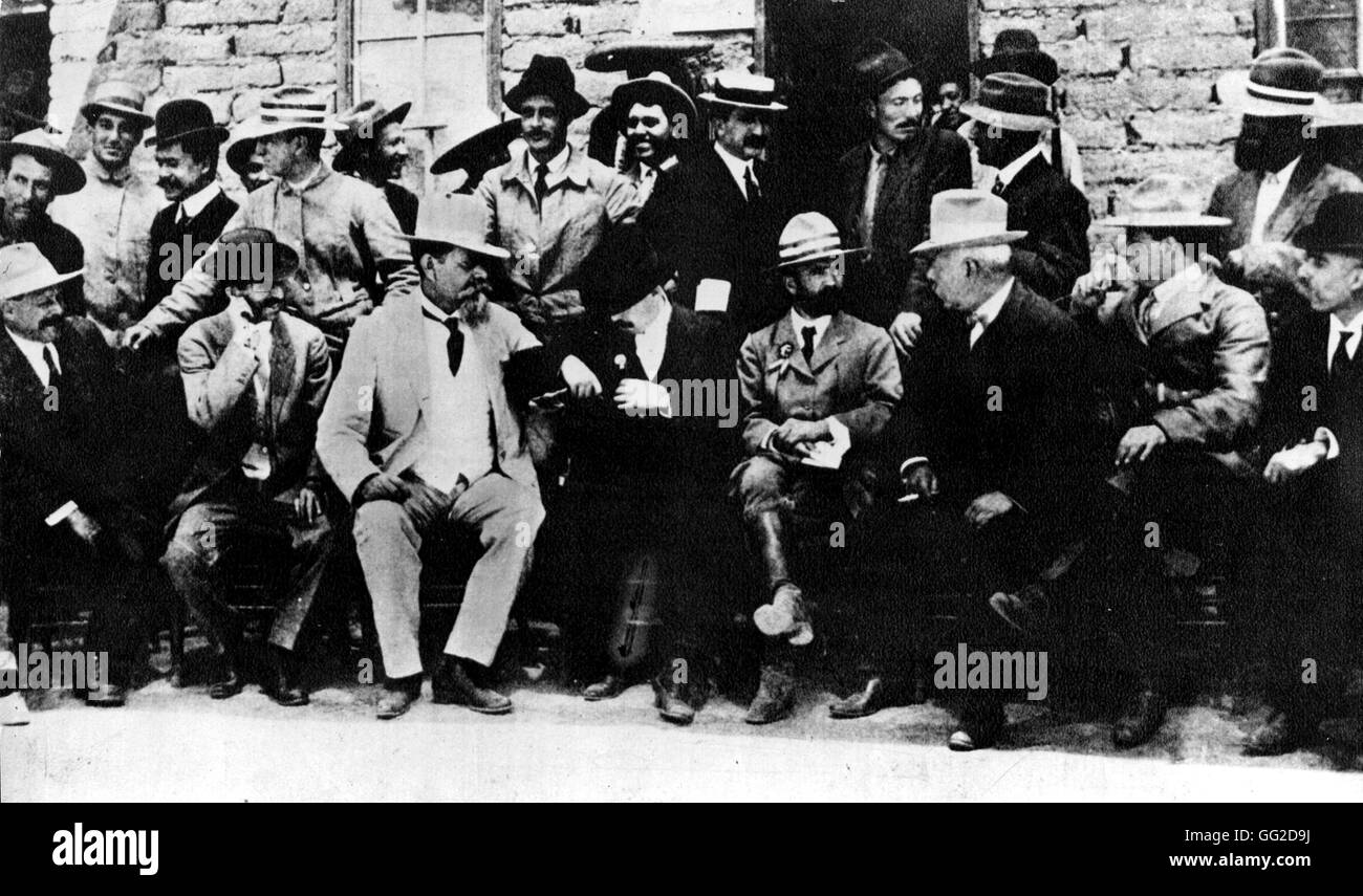 Les chefs de la révolution précoce : Francisco I. Madero, Venustiano Carranza, Pascual Orozco et Roque Gonzalez Garza, avec d'autres compagnons le Mexique, début du xxe siècle Banque D'Images