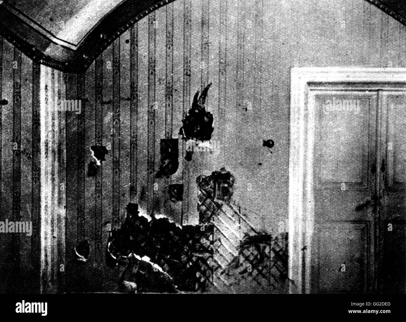Chambre dans laquelle la famille impériale d'Ekaterinbourg a été assassiné 1919 Russie Banque D'Images