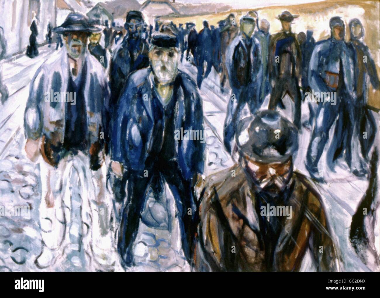 Les travailleurs de l'école norvégien Edvard Munch sur leur chemin de retour de Copenhague 1914 Huile sur toile, Musée des beaux-arts Banque D'Images
