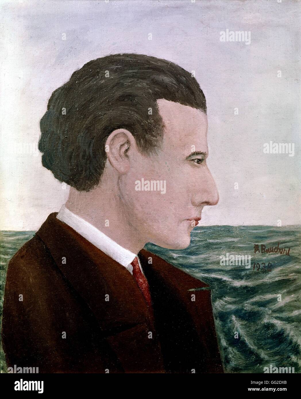 André Bauchant école française Portrait de Jean Mermoz 1938 Huile sur toile (40 x 49 cm) collection privée Banque D'Images