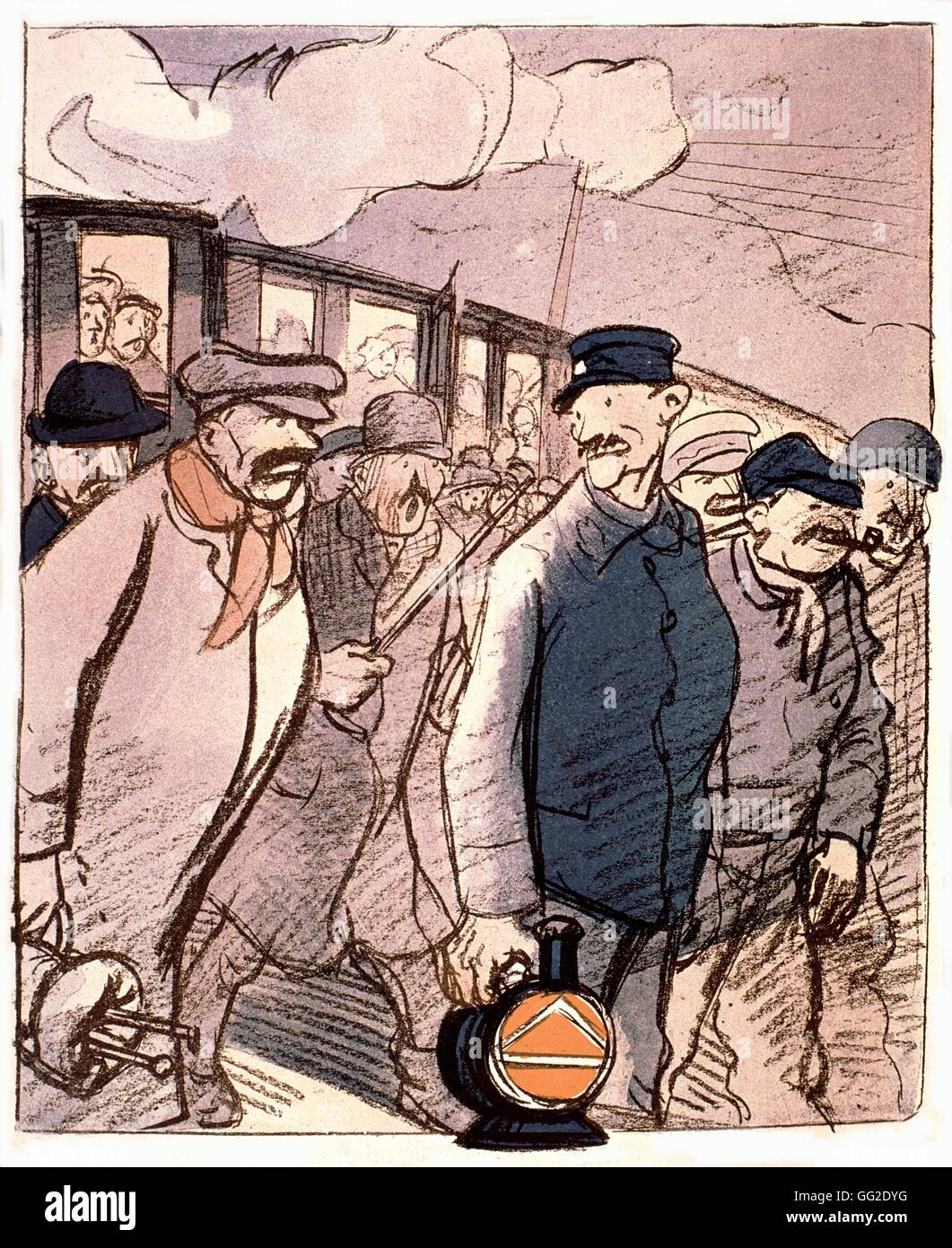 Caricature sur la grève des cheminots dans "L'assiette au beurre' France 1910 Collection privée Banque D'Images