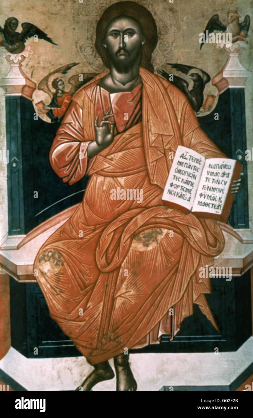 Em. Christ 1664 Tzanès art byzantin art byzantin, Athènes Banque D'Images