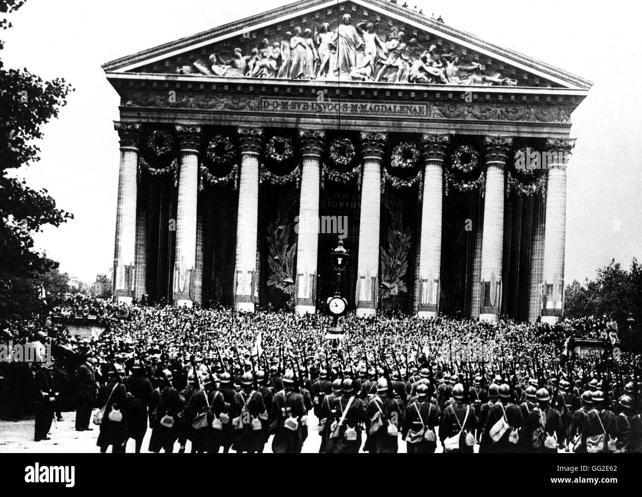 Défilé des troupes françaises à Paris, Place de la Madeleine, 14 juillet 1919 La France, la Première Guerre mondiale Banque D'Images