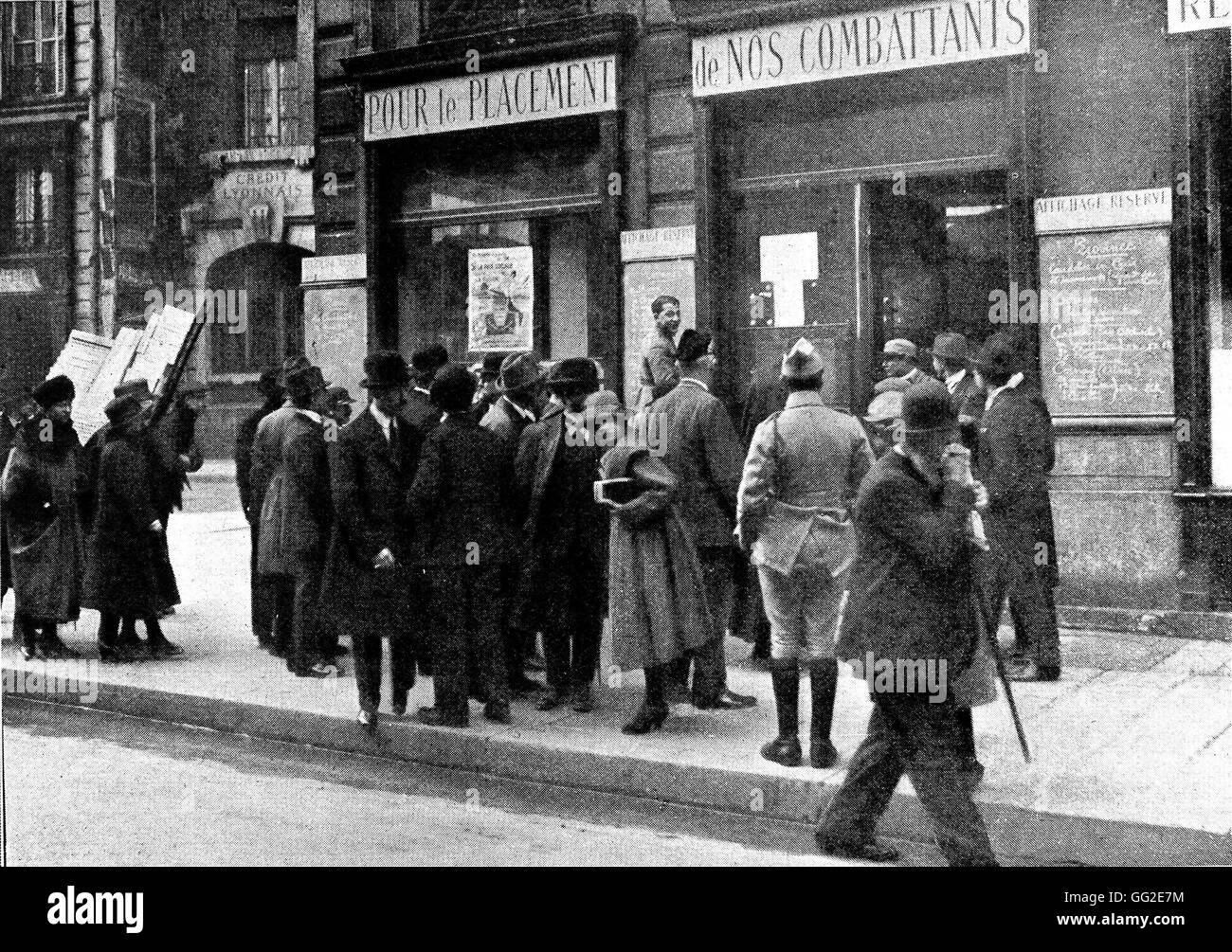 Agence pour l'emploi des soldats Octobre 1919 France, la Première Guerre mondiale Banque D'Images