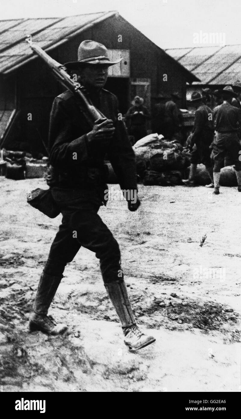 Des soldats américains dans un camp à Saint Nazaire, France France, la Première Guerre mondiale Banque D'Images