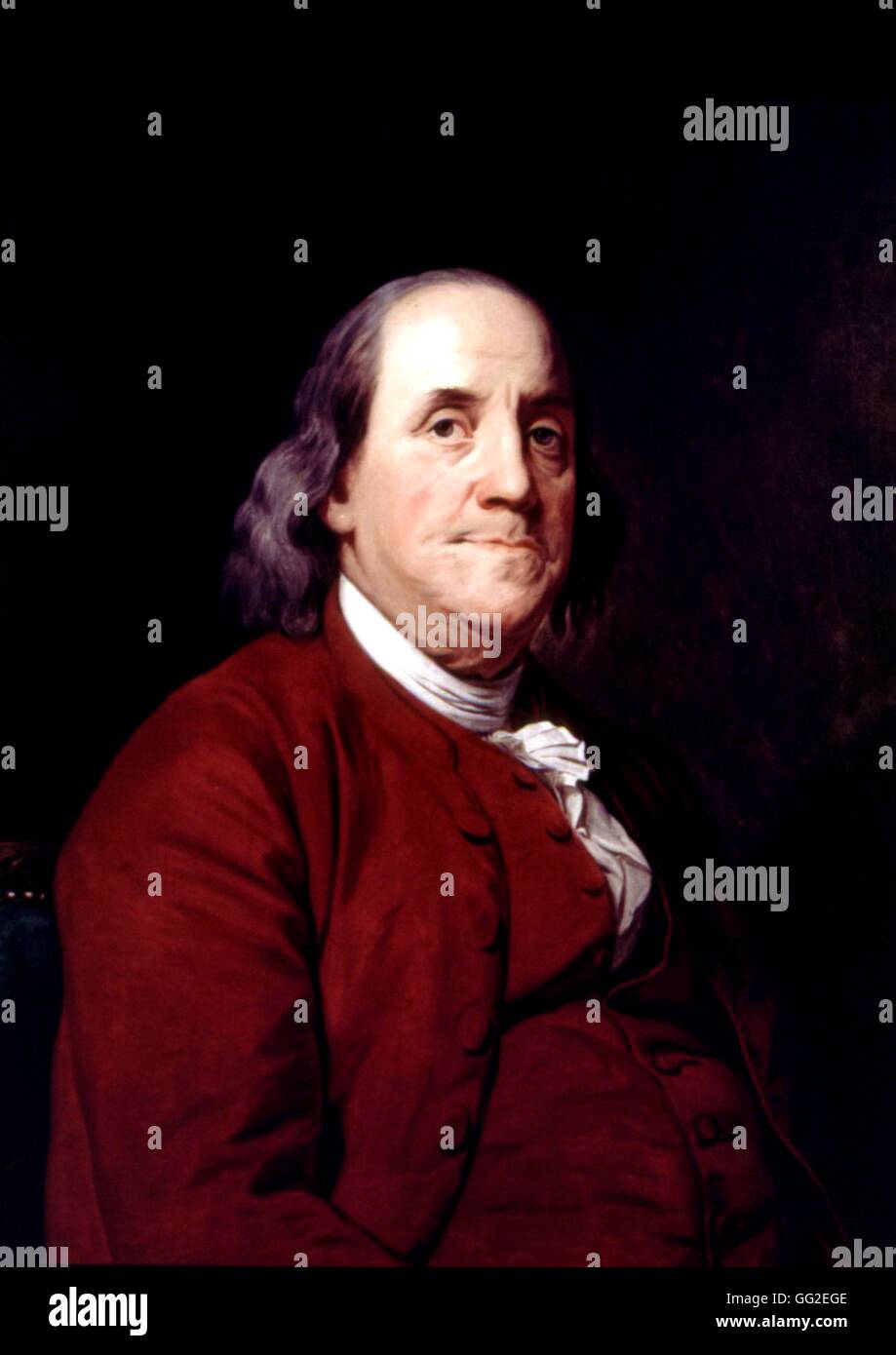 John Wright American school Portrait de Benjamin Franklin 1782 Huile sur toile de Washington, la Corcoran Gallery of Arts Banque D'Images