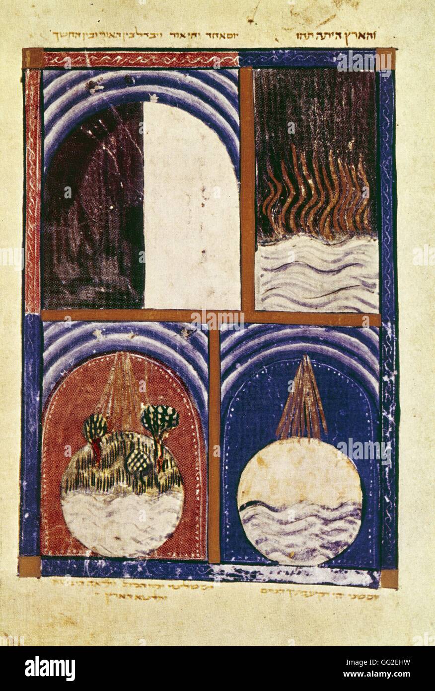 La Haggadah de Sarajevo, Sarajevo Miniature 13e siècle Création, Zemaljski museum Banque D'Images