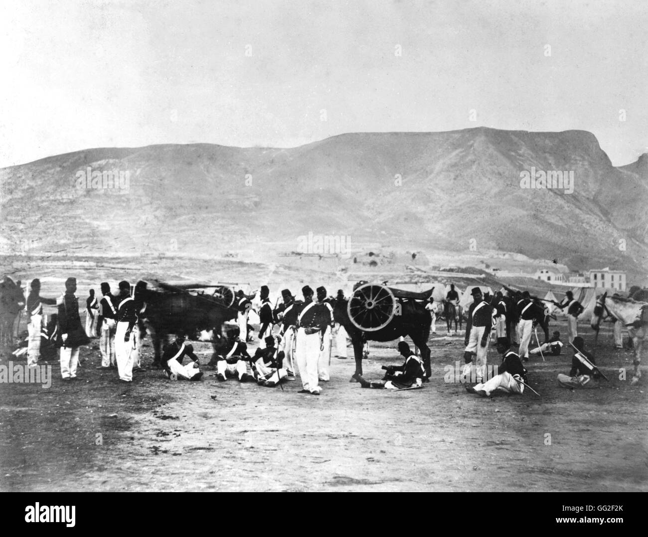 L'artillerie de montagne dans la région de Oran Algérie 19ème siècle la colonisation - Paris. Bibliothèque nationale Banque D'Images