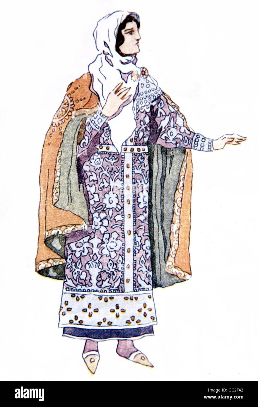 Le Prince Igor, opéra de Borodine (1833-1887). Aquarelle de Korovine : le costume de Jaroslavna ballets russes 1929 Collection privée Banque D'Images