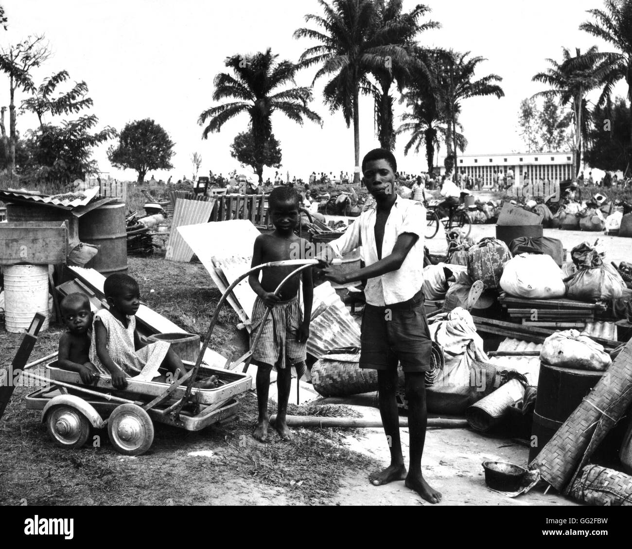 Camp de réfugiés de l'ONU à Luluabourg (Kananga) maintenant, capitale de province en Kasaï-Occidental République démocratique du Congo. 10 août 1960 Banque D'Images