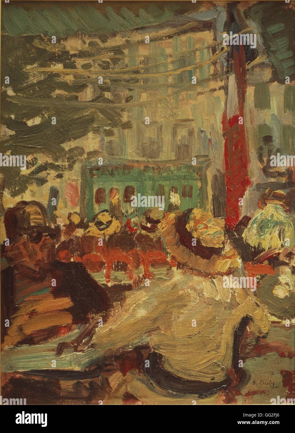 Raoul Dufy (1877 - 1953) peintre fauviste français. Terrasse de café à Martigues (près de Marseille) 1904 Huile sur carton (33 x 24 cm), musée Ziem de Martigues (France) Banque D'Images