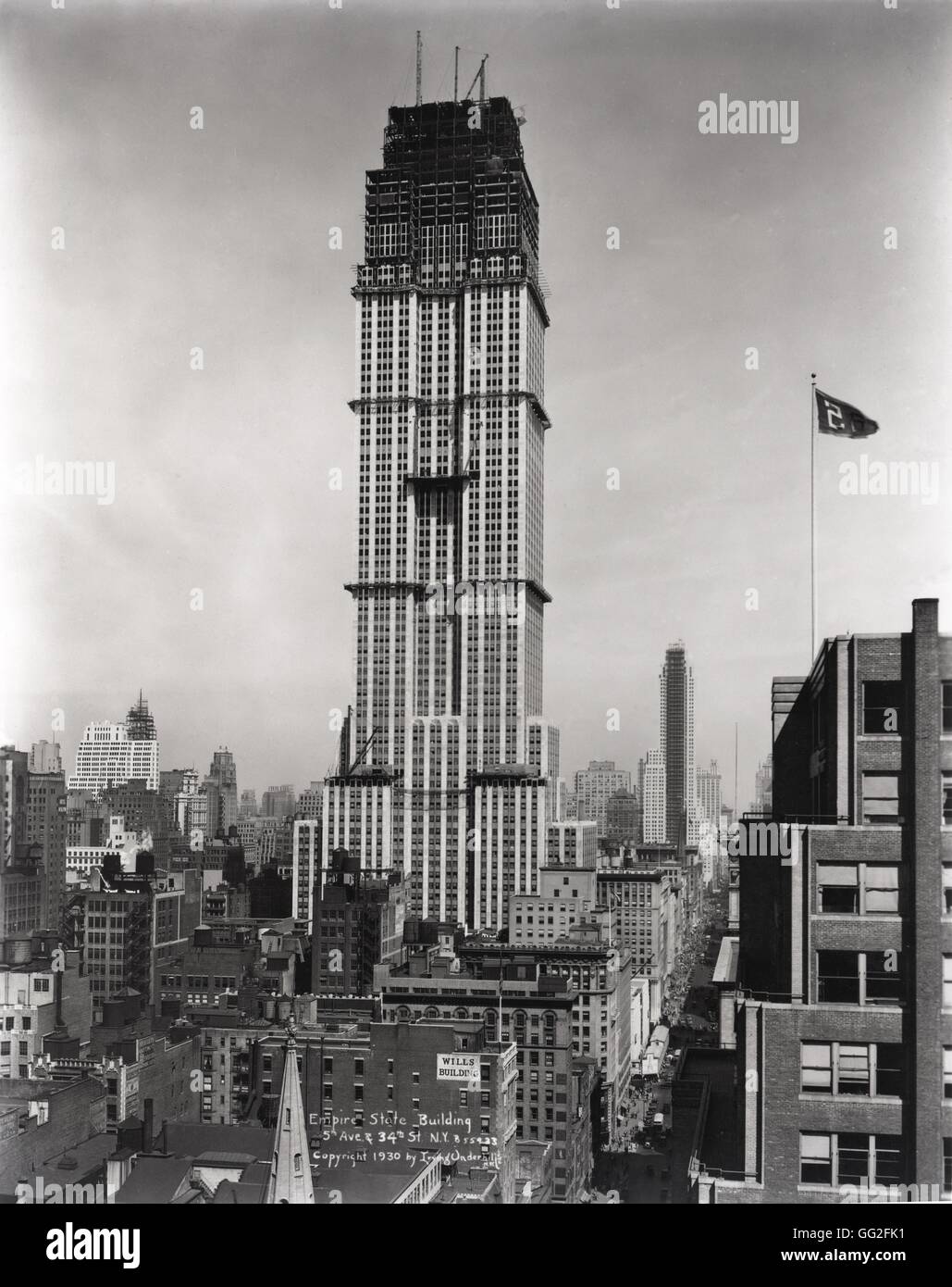 Construction de l'Empire State Building de New York 1931 Banque D'Images