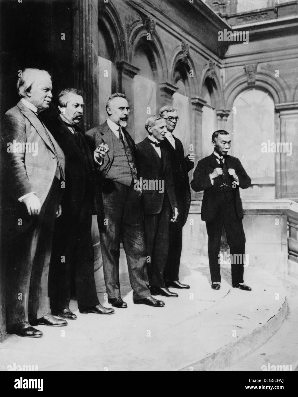 Entre-deux-guerres. Le Conseil suprême : Lloyd George, Aristide Briand et Ivanoe Bonomi. Banque D'Images