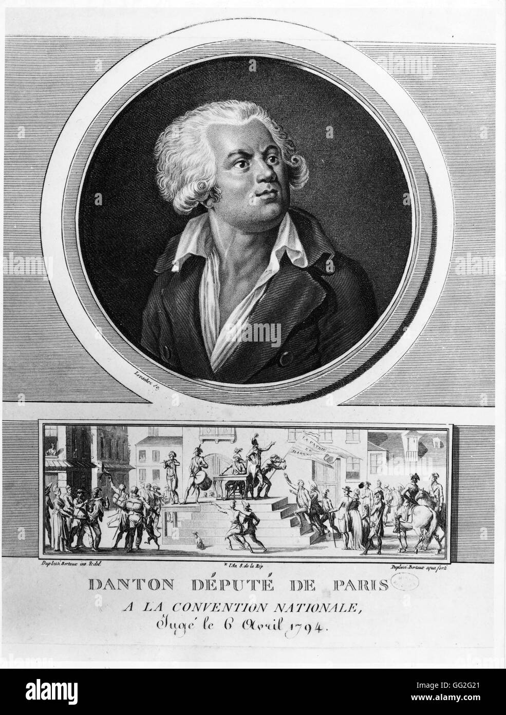 Jean Duplessis-Bertaux Charles François Levachez école française Danton : Parisian délégué à la Convention nationale. Essayé le 6 avril 1794 et condamné à la guillotine. 1804 Gravure (36 x 22,7 cm) Paris, musée du Louvre Banque D'Images