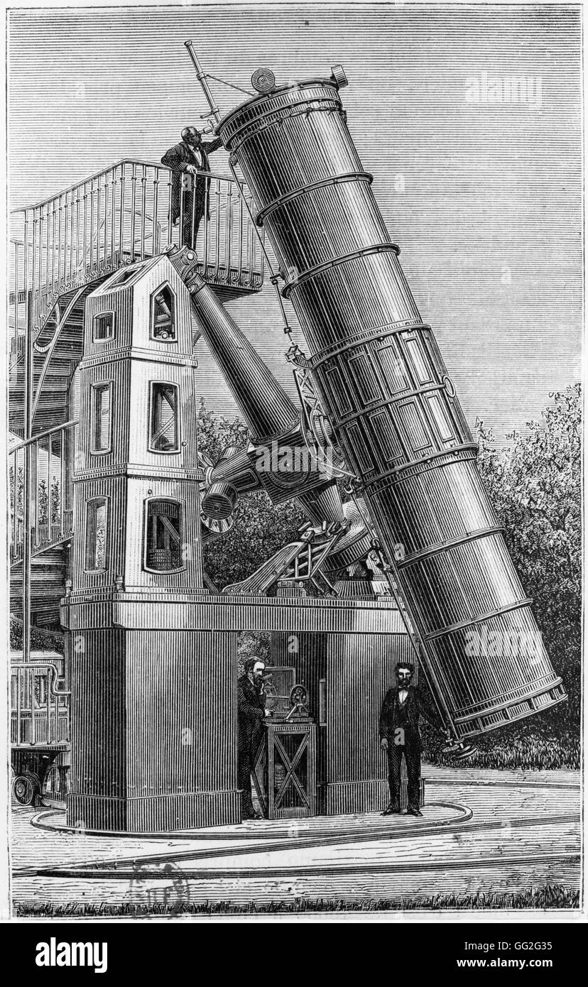 Grand télescope de l'Observatoire de Paris Gravure 1897 Banque D'Images
