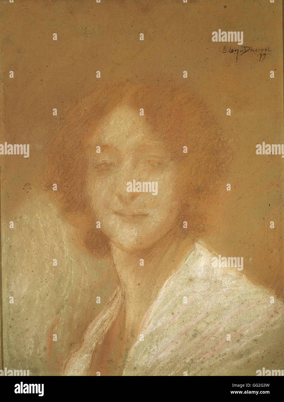 Lucien Lévy-Dhurmer école française femme avec le sourire de Mona Lisa (La Joconde) Pastel 1899 Collection privée Banque D'Images