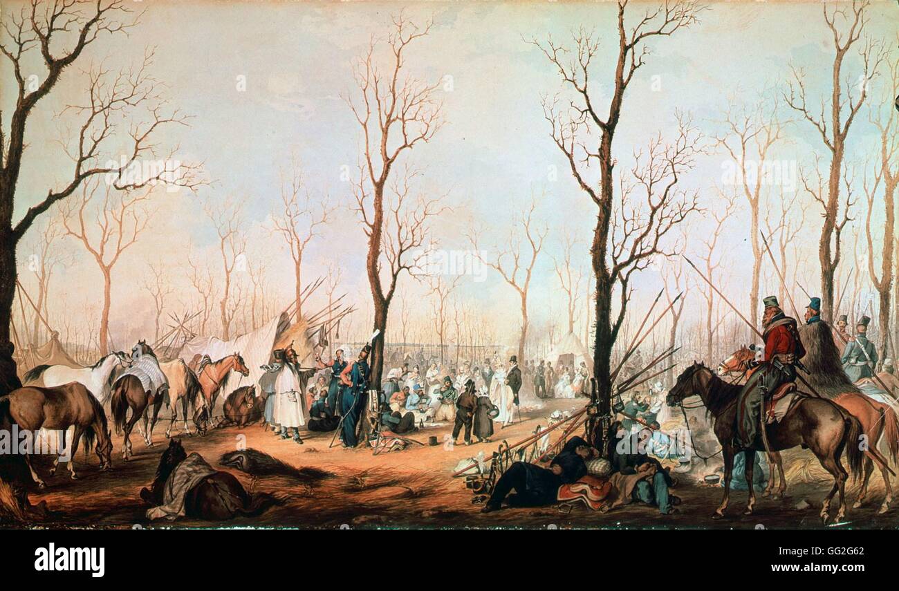 Les Cosaques anonyme au Champs Elysées à Paris le 31 mars 1814 après la peinture gravure par Jazet Paris, musée Carnavalet Banque D'Images