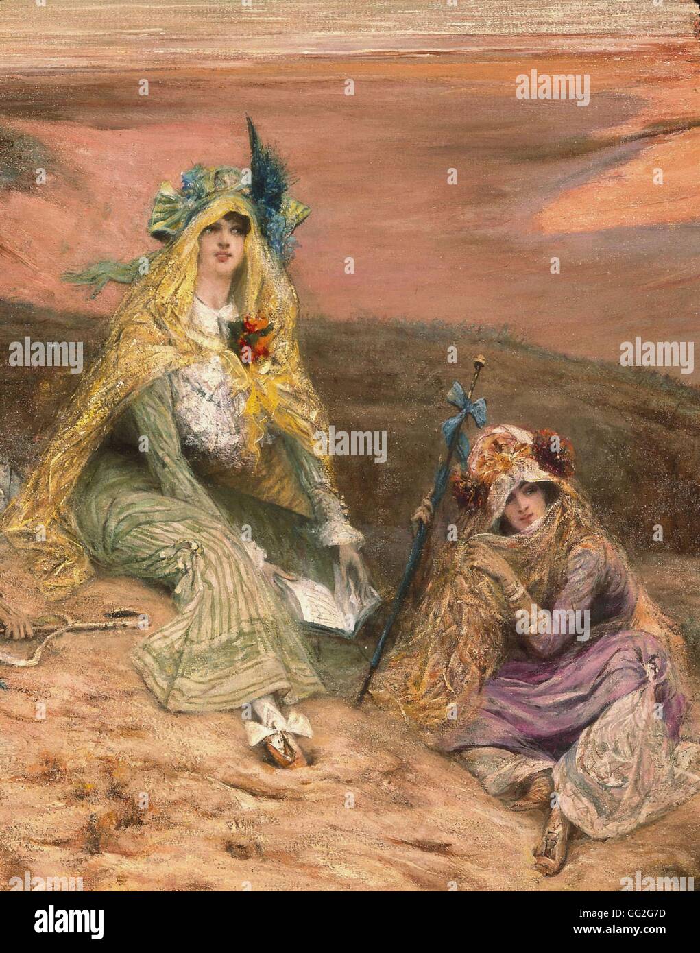 Georges Jules Victor Clairin école française Détail de l'œuvre 'Sarah Bernhardt et un ami sur la plage de Belle Isle, détail' non daté huile sur toile (141 x 81 cm) collection privée Banque D'Images