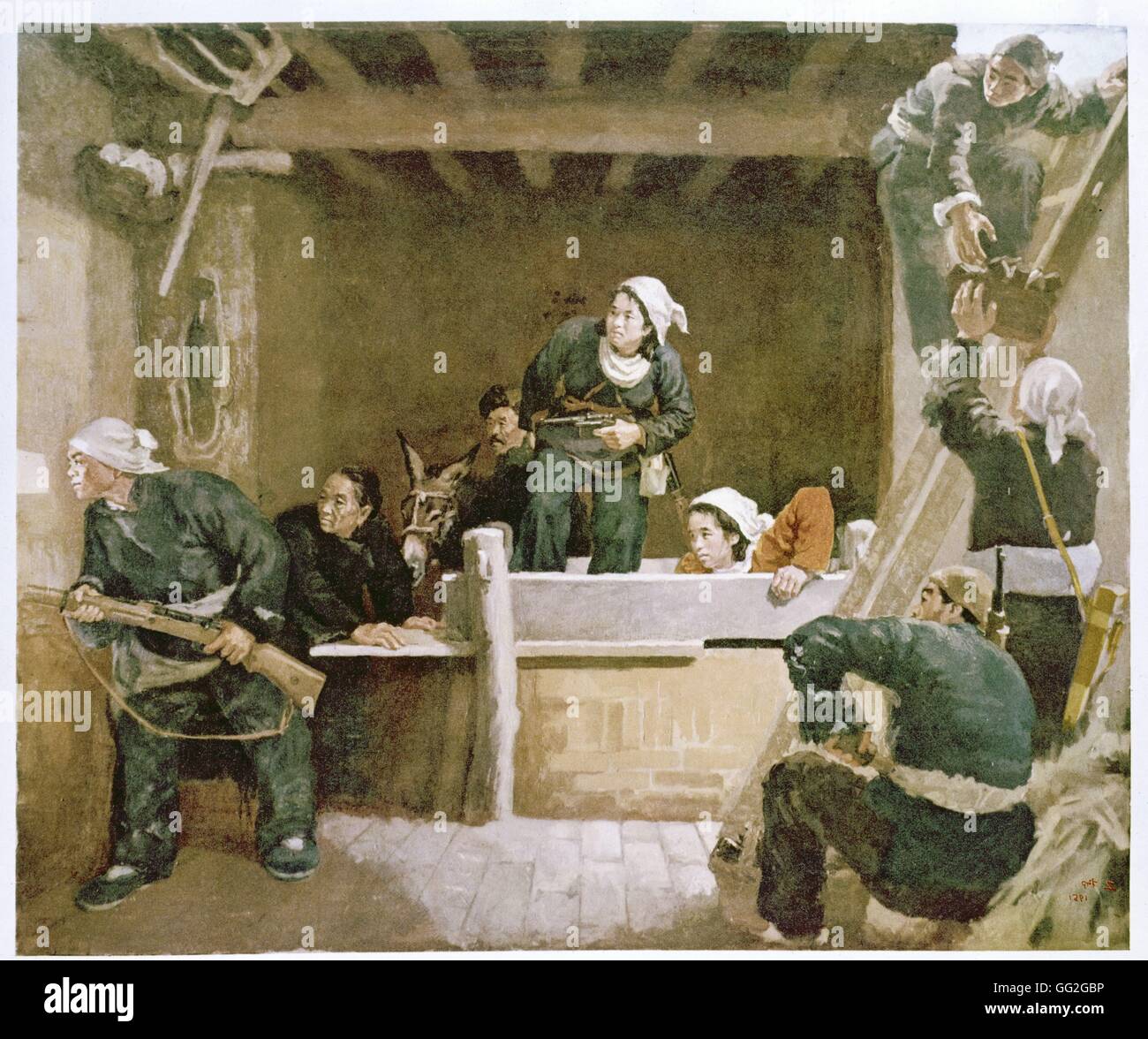 Des hommes armés et les femmes au cours de Mao Tse Toung's Long March 1934-1935 Collection Privée Banque D'Images