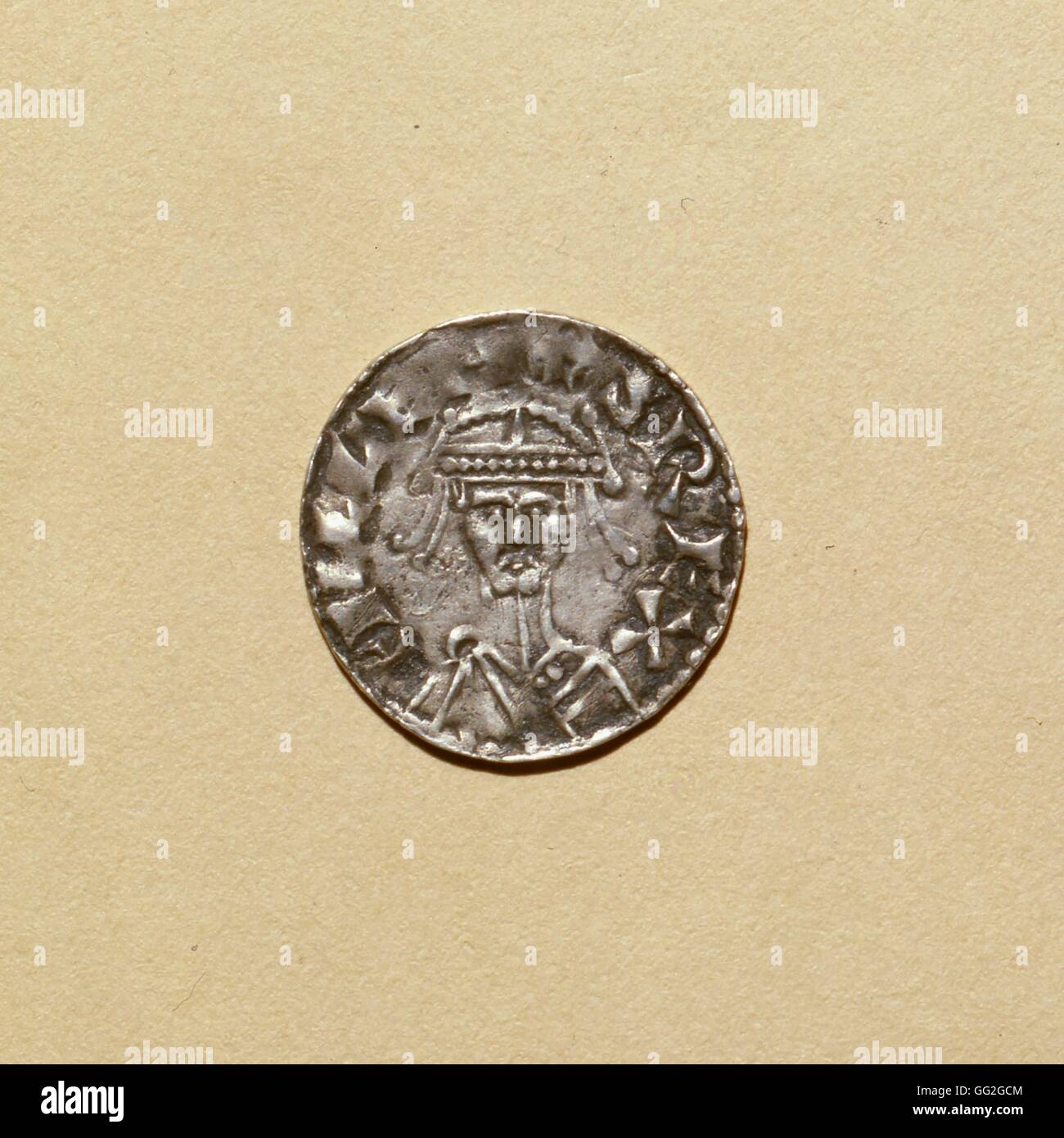 Recto d'un denier d'argent de Guillaume le Conquérant, duc de Normandie et Roi d'Angleterre. 11e siècle Banque D'Images
