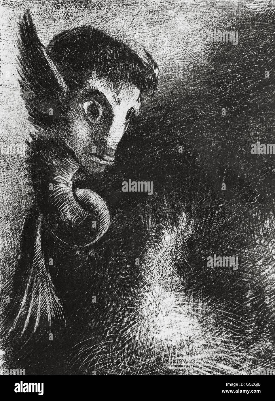 L'école française d'Odilon Redon la nuit 1949 Lithographie et chine collé du Fitzwilliam Museum, Cambridge Banque D'Images