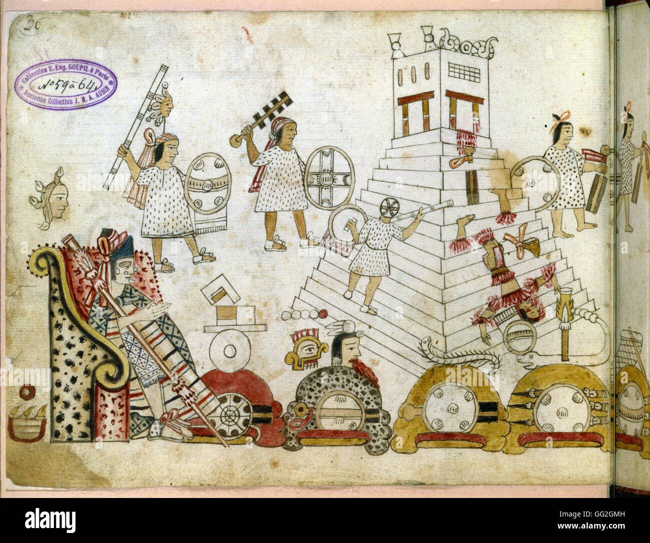 Les prisonniers de guerre à sacrifié le dieu Soleil. Manuscrit aztèque, après 1519. Paris, Bibliothèque Nationale de France Banque D'Images