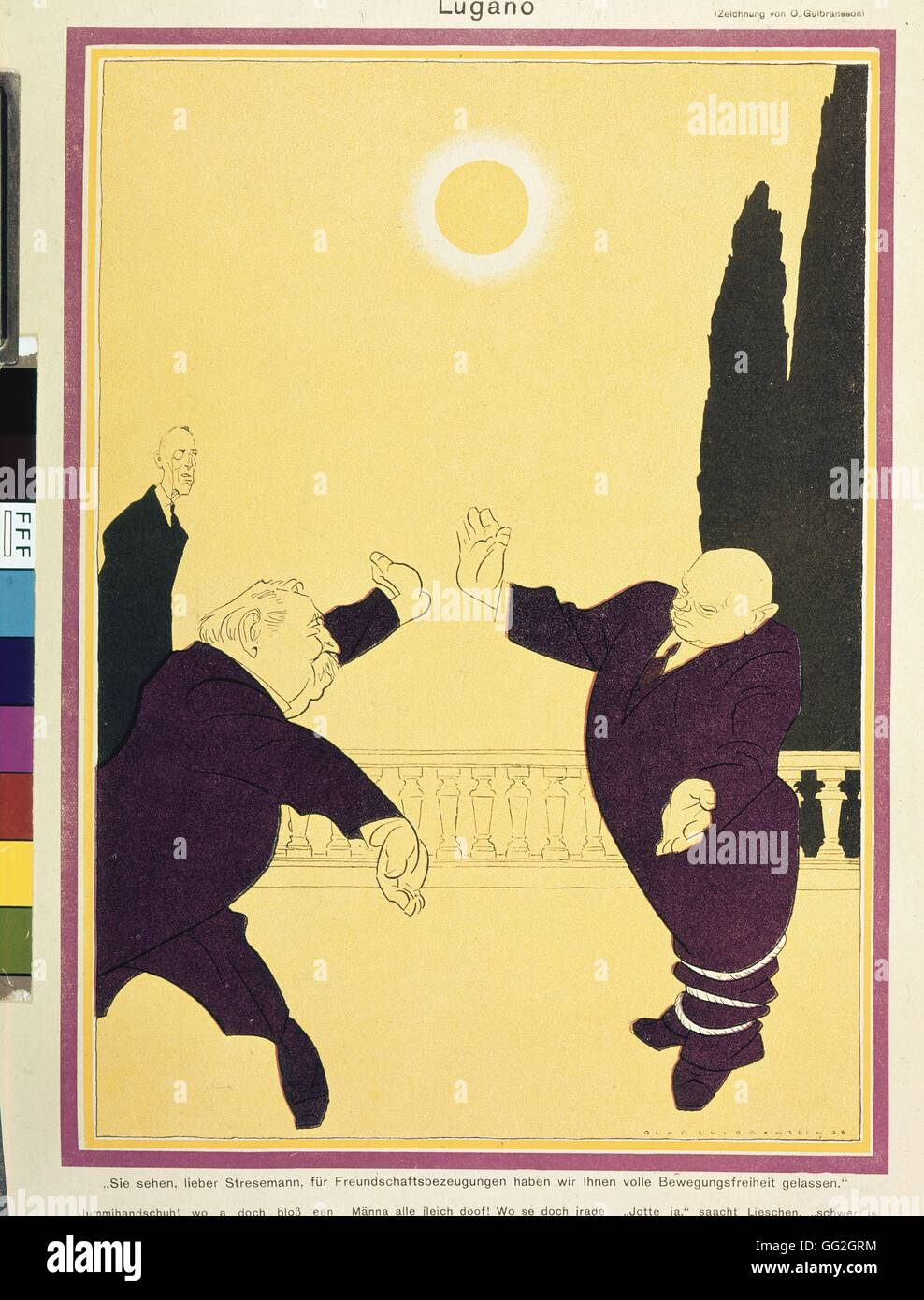 Gulbrasson école norvégien Olaf Ministre allemand des affaires étrangères rencontre son homologue français M. Aristide Briand à Lugano en Suisse 1928 Collection privée Banque D'Images