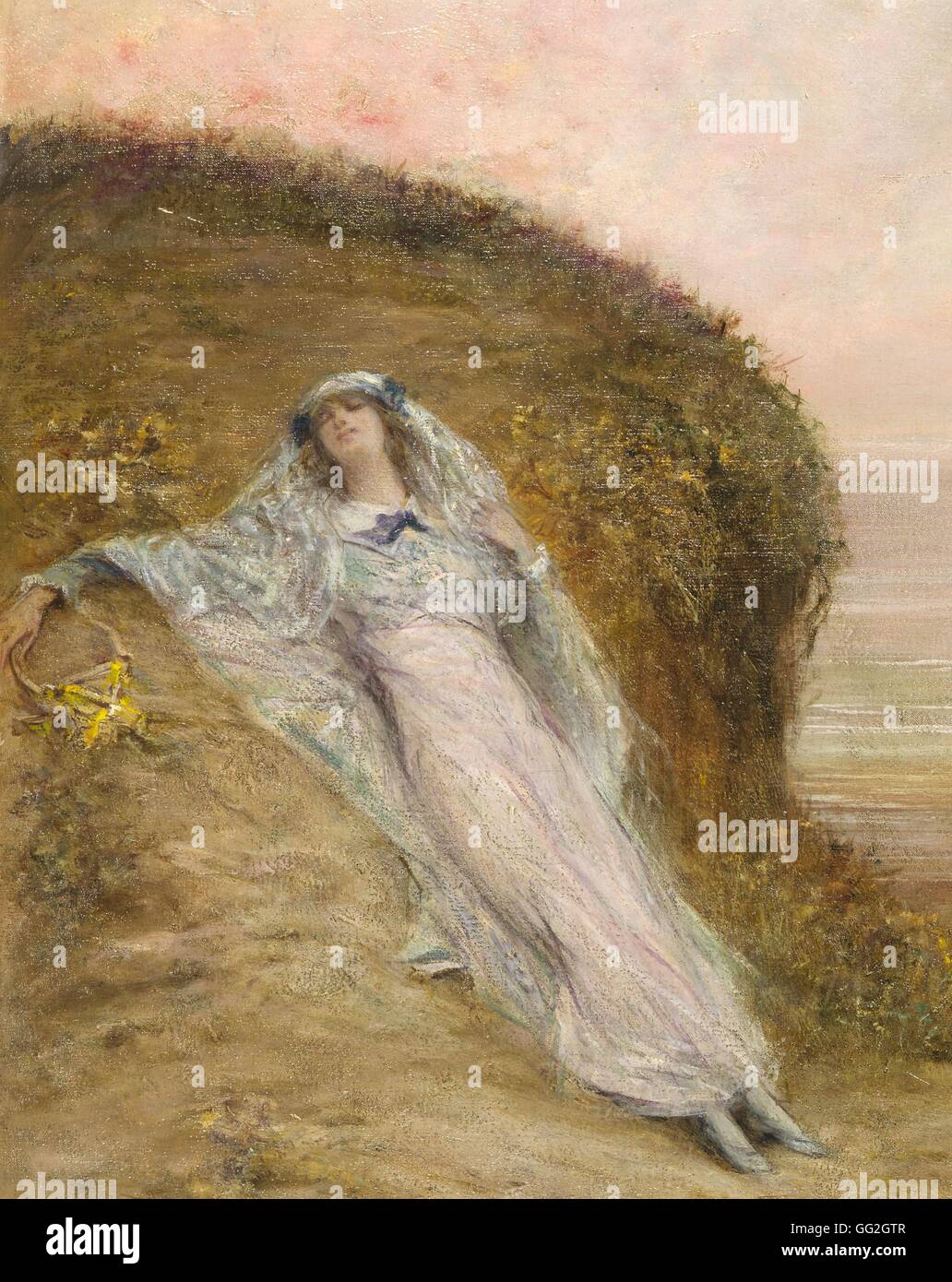 Georges Jules Victor Clairin école française Détail de l'œuvre 'Sarah Bernhardt et un ami sur la plage de Belle Isle, détail' non daté huile sur toile (141 x 81 cm) collection privée Banque D'Images