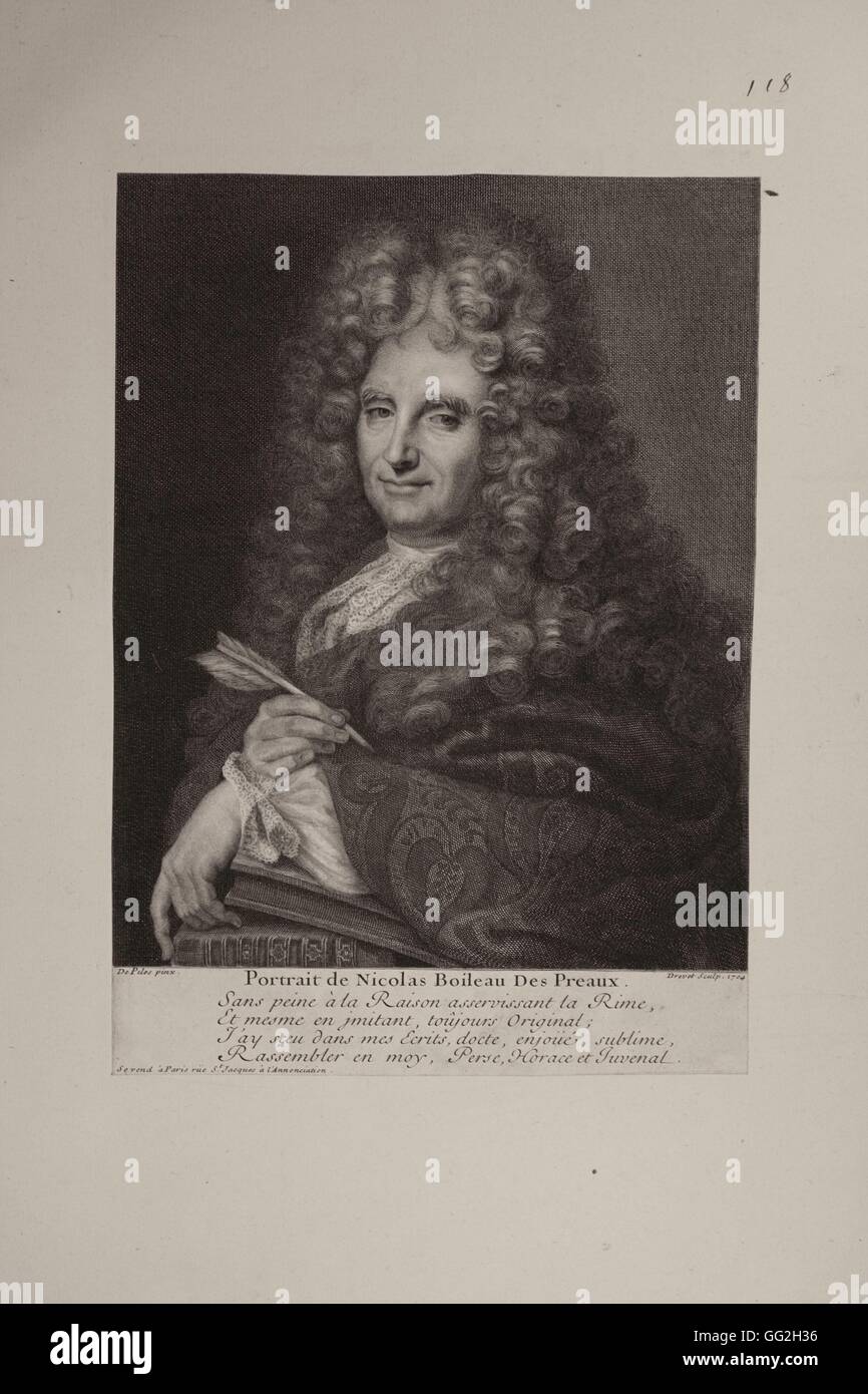 Pierre Drevet scolaire français Nicolas Boileau des Préaux, (1636-1711), poète, écrivain et critique Technique Banque D'Images