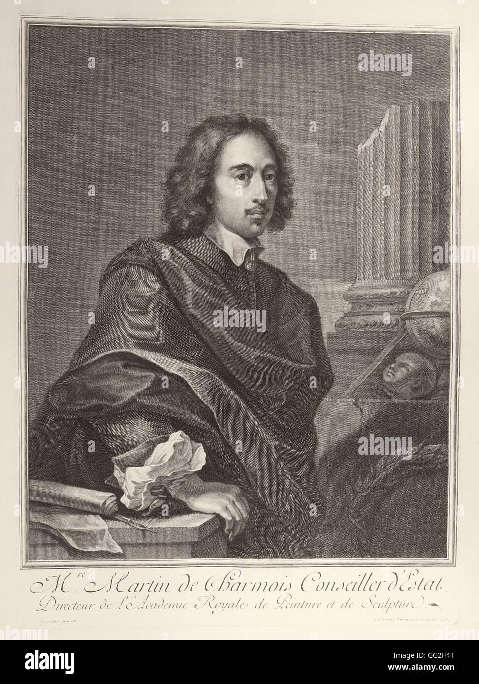 (Après) Charles Louis Simonneau école française Martin de Charmois, (1605-1661), conseiller d'État, directeur de l'Académie royale de Peinture et Sculpture Banque D'Images