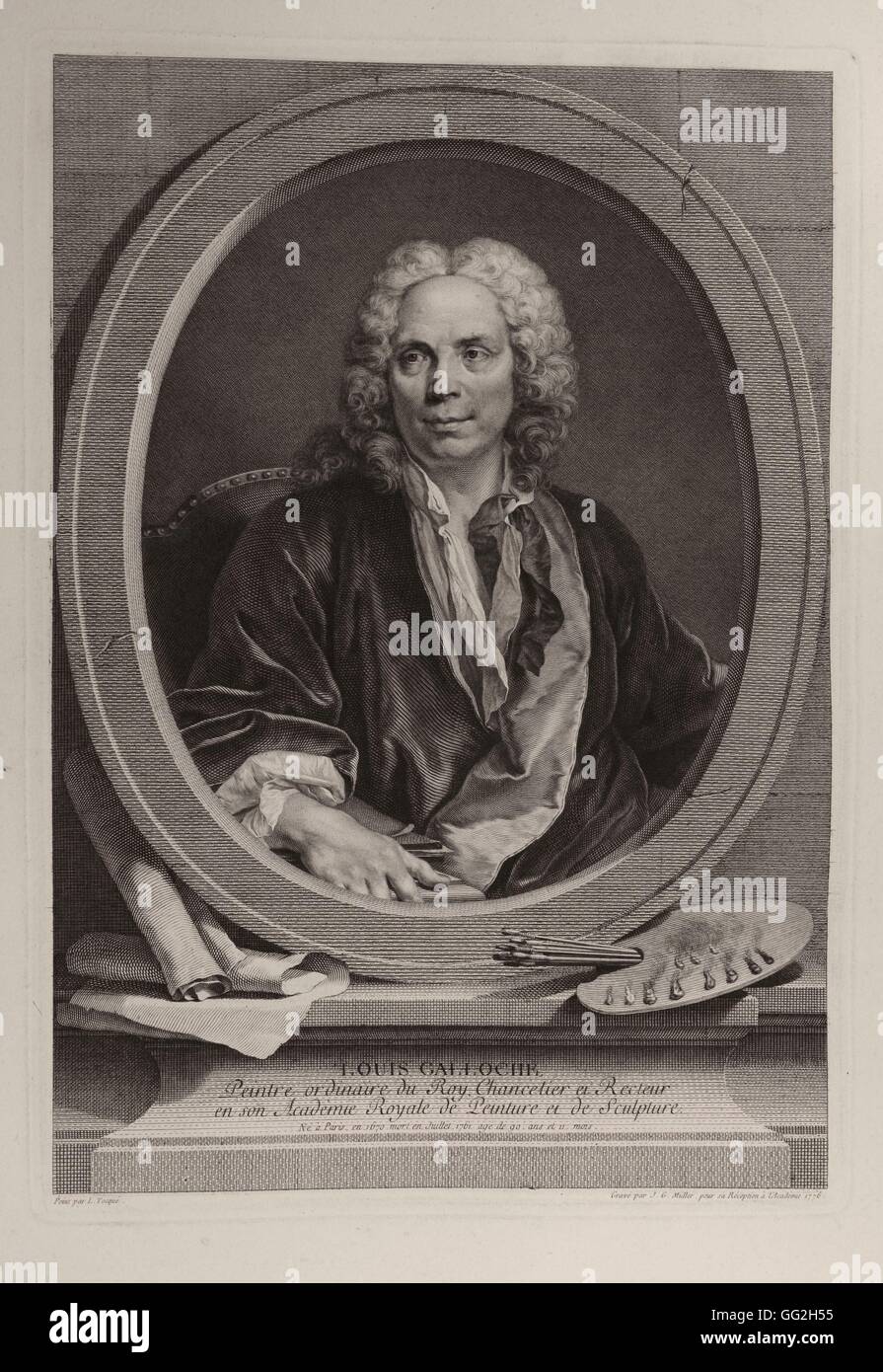 Johann Gotthard von Müller, après Louis Tocqué Louis Galloche, (1670-1761), peintre Français 1775 Gravure Banque D'Images