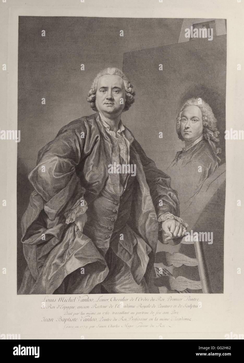 Louis Michel Van Loo (1707-1771), peintre français, peindre un portrait de son père Banque D'Images