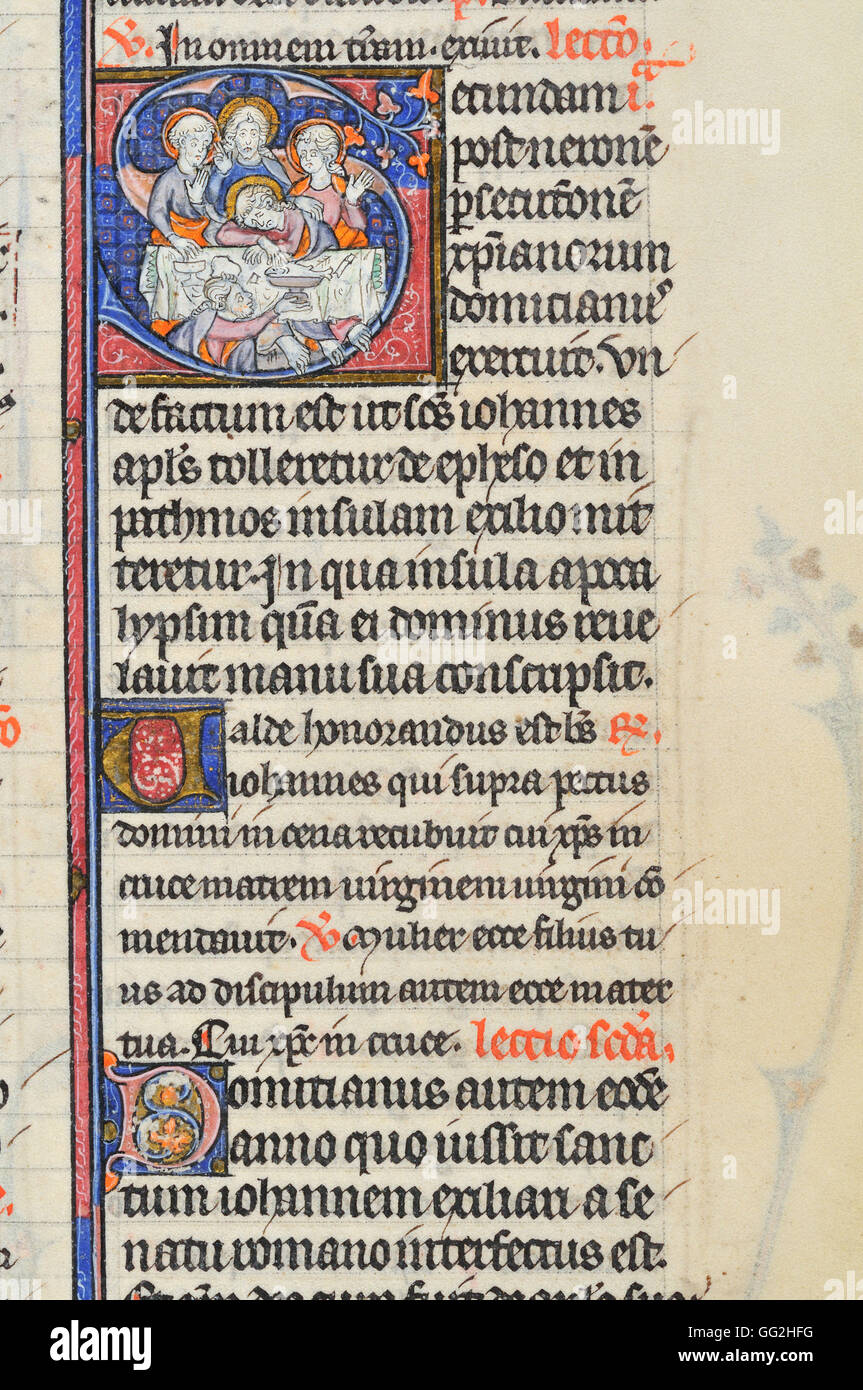 La dernière Cène Bréviaire pour Paris, folio 293 parchemin manuscrit du début du xive siècle Banque D'Images