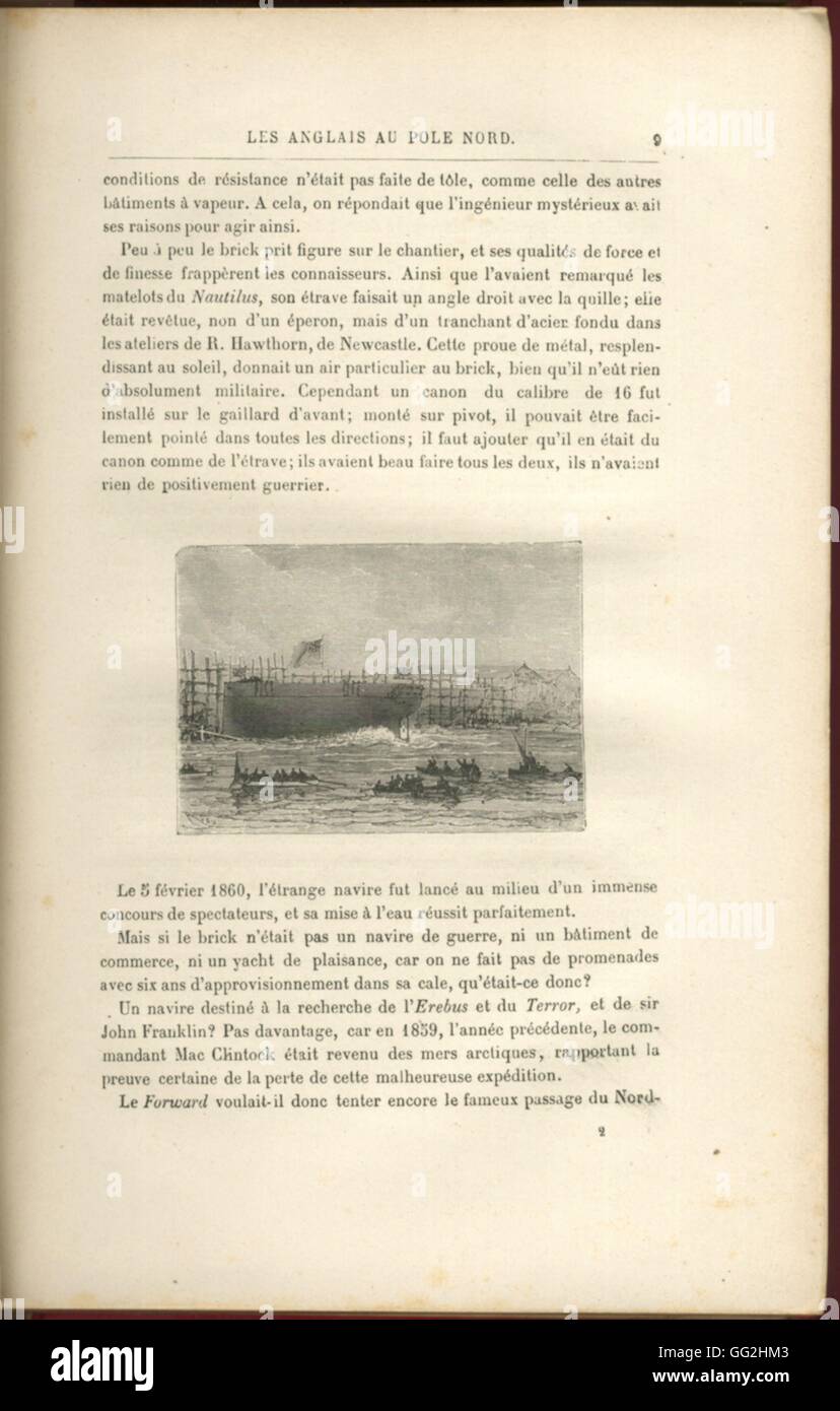 Page intérieure : les Anglais au Pôle Nord les Voyages extraordinaires, Jules Verne Hetzel Éditions Banque D'Images