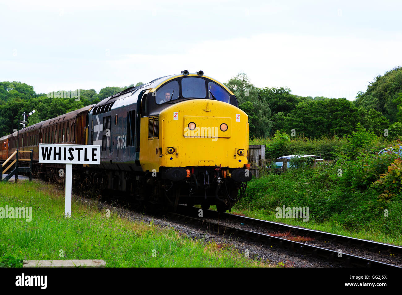 Un moteur diesel, 37264, BR de la classe 37, de la North York Moors Railway. Banque D'Images