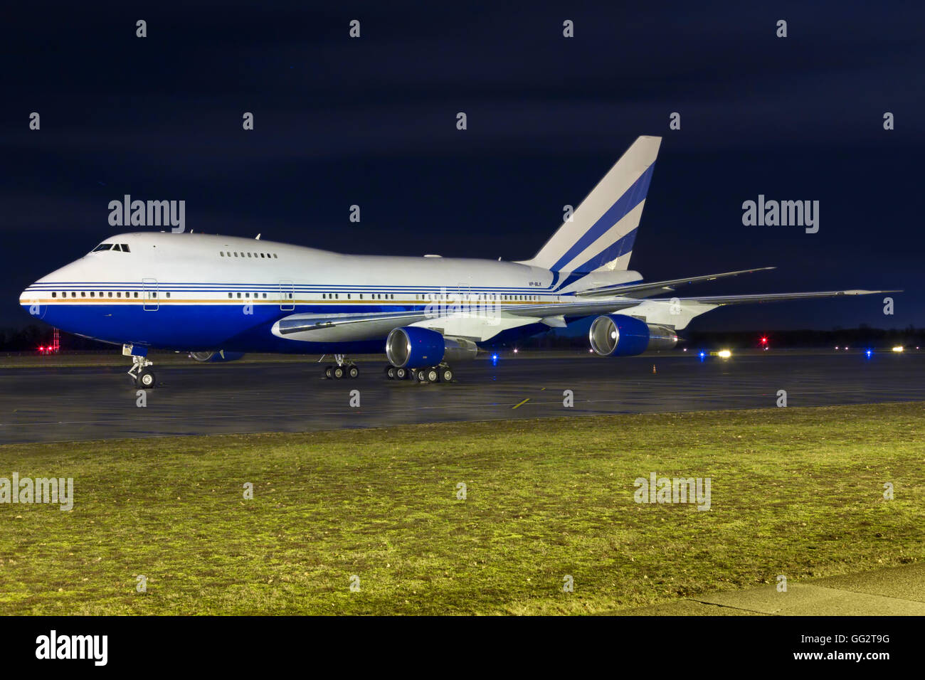 L'aéroport de Karlsruhe/12 Janvier 2015 : la plus grande Privatjet Boeing 747SP de Las Vegas Sands stationnement à l'aéroport de Karlsruhe. Banque D'Images