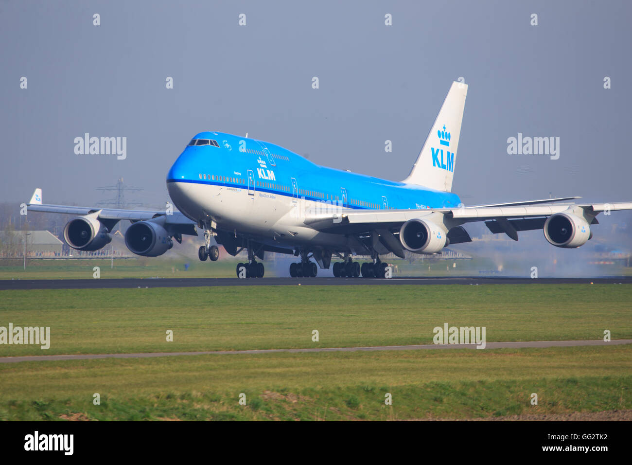 Amsterdam/Netherland 9 Avril 2016 : Boeing 747 de KLM à l'atterrissage à l'aéroport d'Amsterdam Banque D'Images